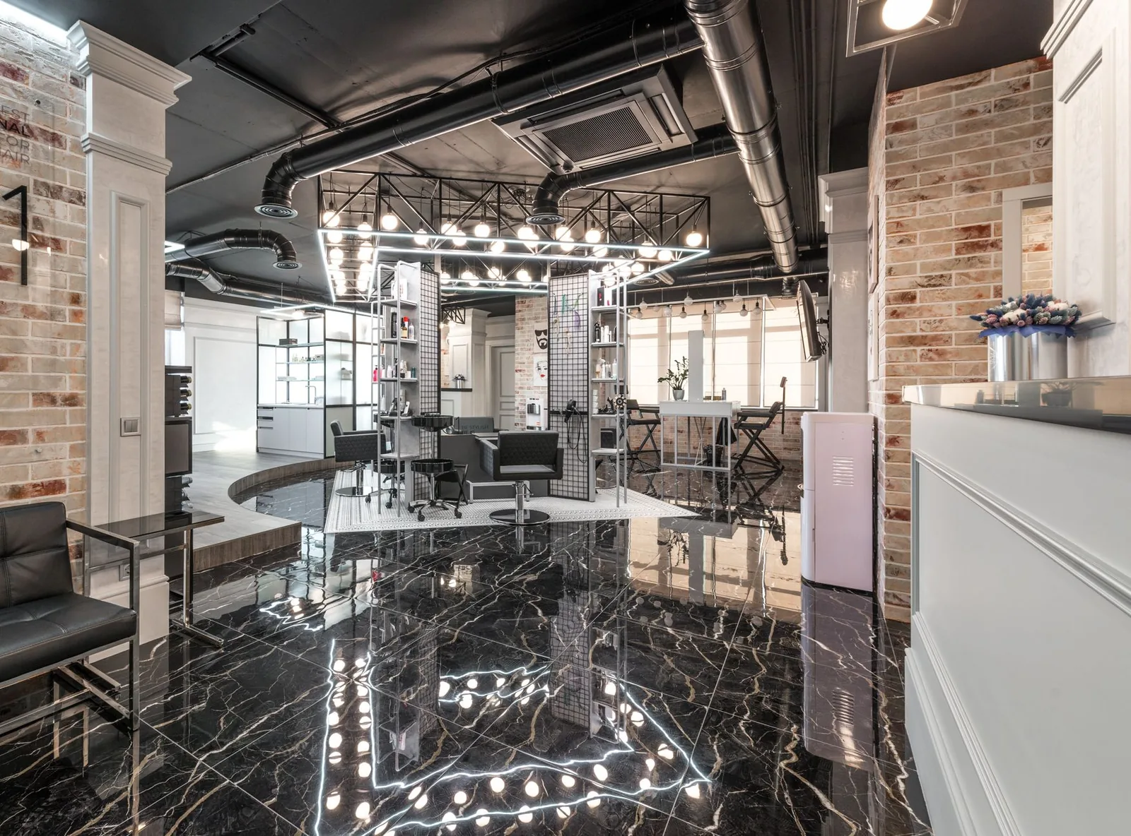Modern beauty salon reception desk illustrating software choice for aesthetic centers